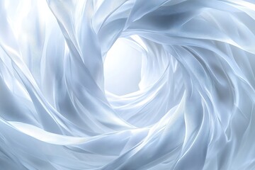 Obraz premium Swirling white fabric creates a mesmerizing vortex, with light emanating from its center.