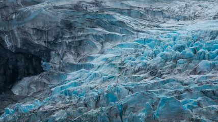 Stunning close up view of the Esmark Glacier showcasing vibrant ice formations in Svalbard