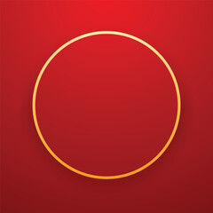 Happy Chinese new year 2025. Chinese new year banner with circle for show product. Greeting card. China frame with lantern on red background.