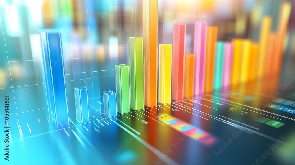 Fototapete colorful data visualization with bar graphs and charts