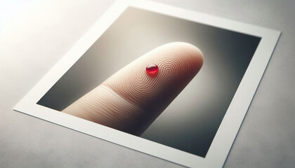 a photo of a finger that has a bloody dot because it measured blood sugar diabetes 