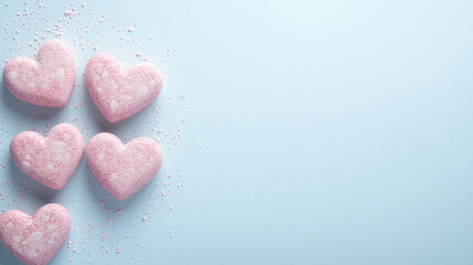 Obraz premium Pink Hearts on Pastel Background: Romantic Valentine's Day Decor