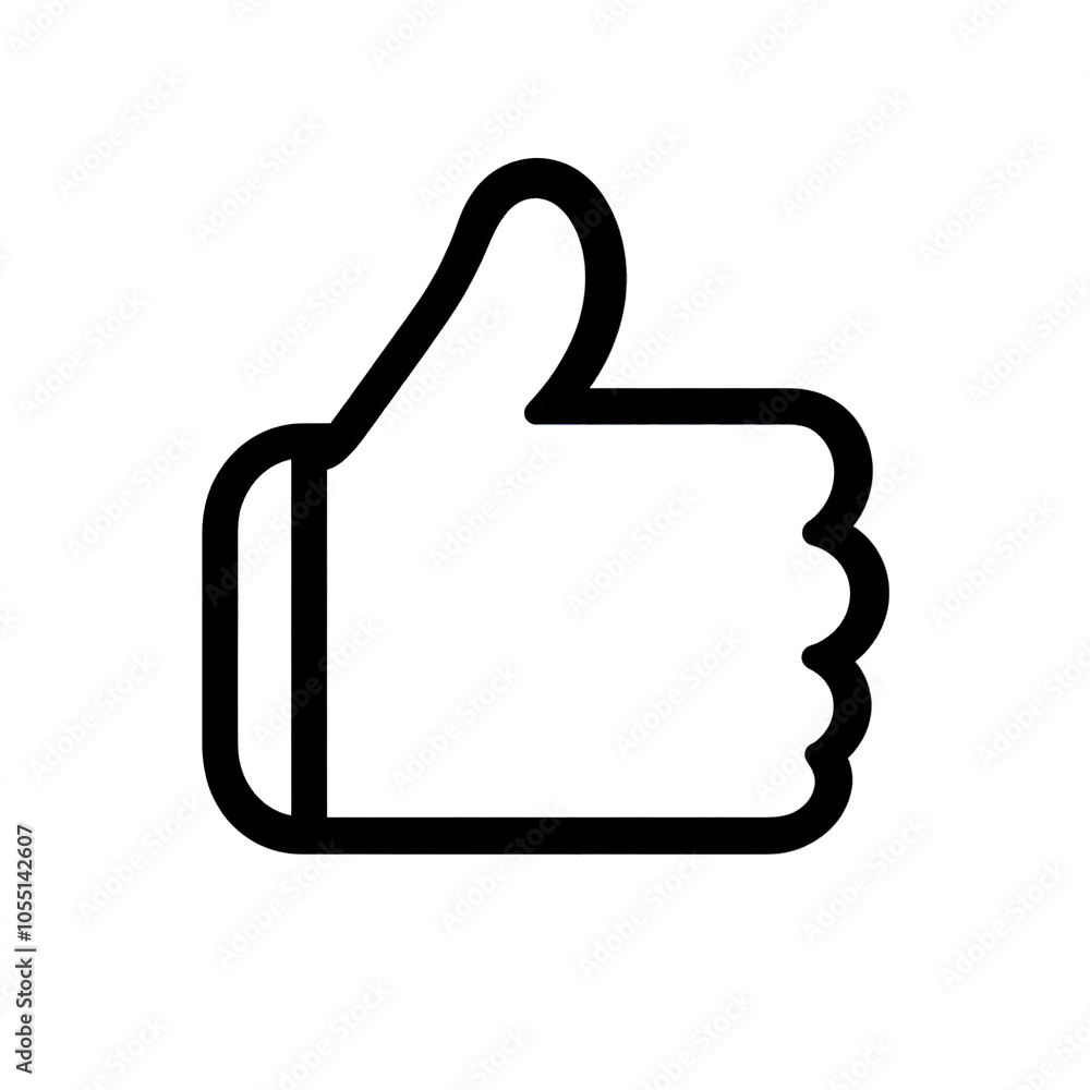 Poster Thumb up line vector icon isolated on transparent background. Outline Like sign png