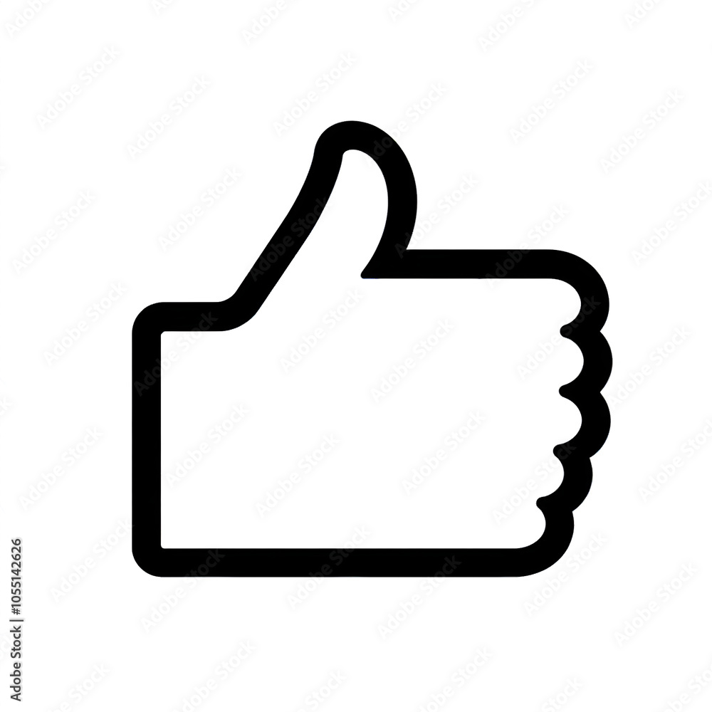 Poster Thumb up line vector icon isolated on transparent background. Outline Like sign png
