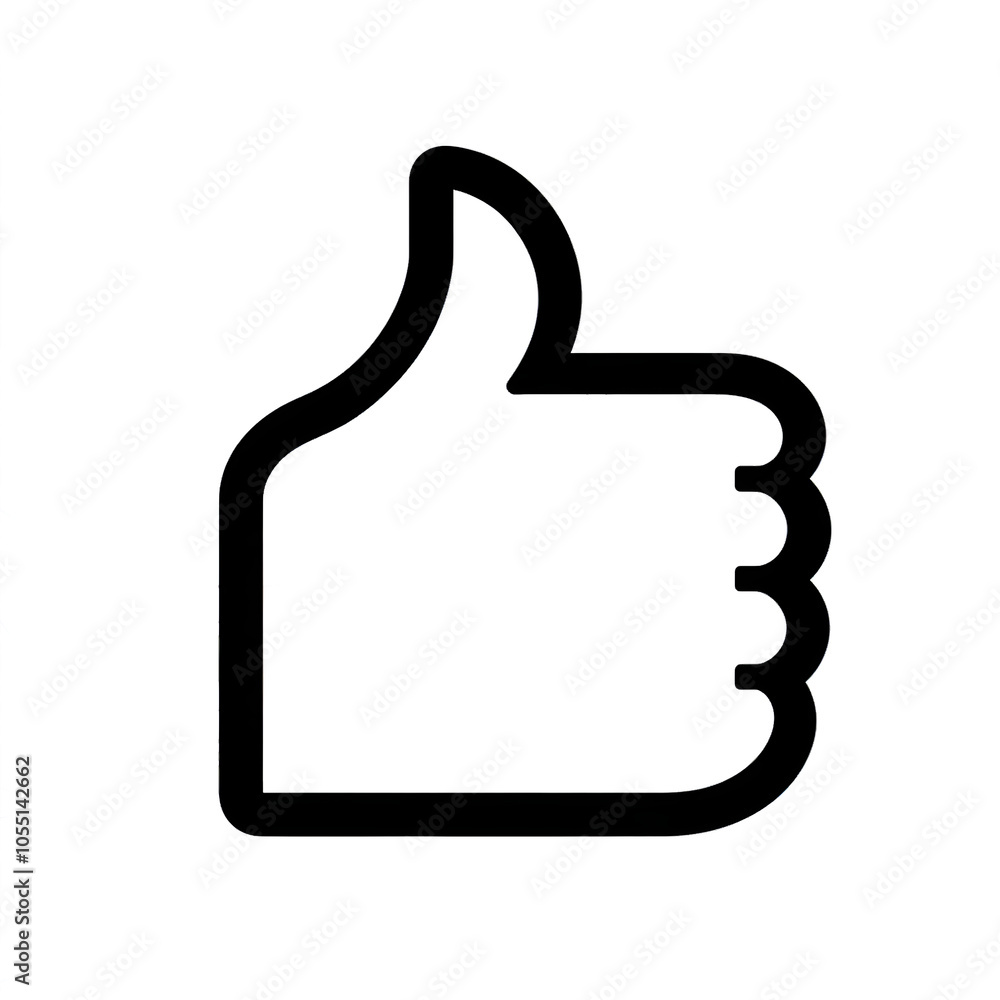 Poster Thumb up line vector icon isolated on transparent background. Outline Like sign png