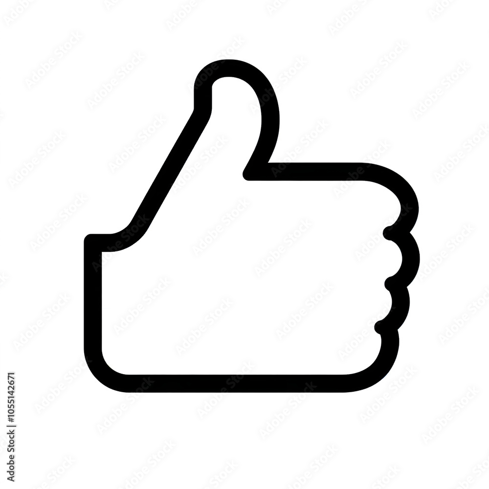 Aufkleber Thumb up line vector icon isolated on transparent background. Outline Like sign png