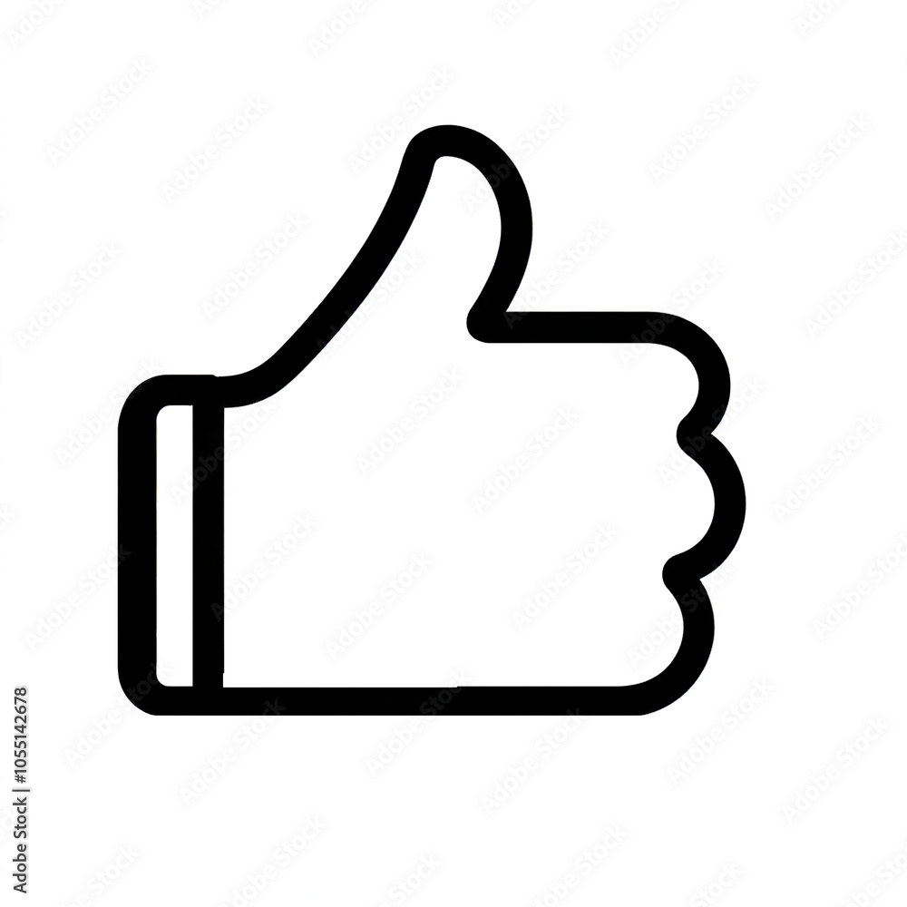 Poster Thumb up line vector icon isolated on transparent background. Outline Like sign png