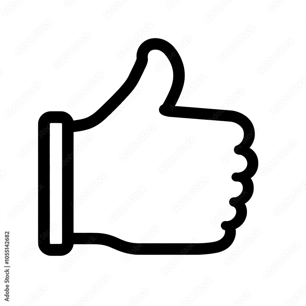 Aufkleber Thumb up line vector icon isolated on transparent background. Outline Like sign png