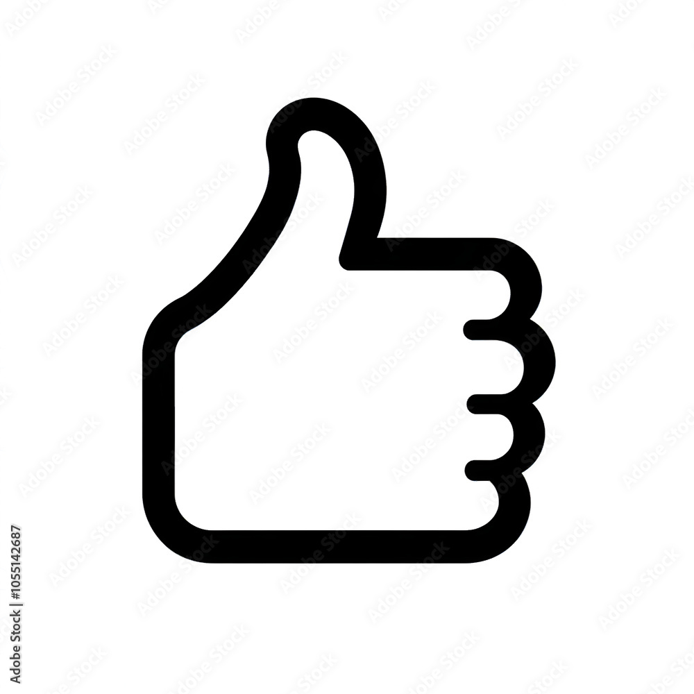 Poster Thumb up line vector icon isolated on transparent background. Outline Like sign png