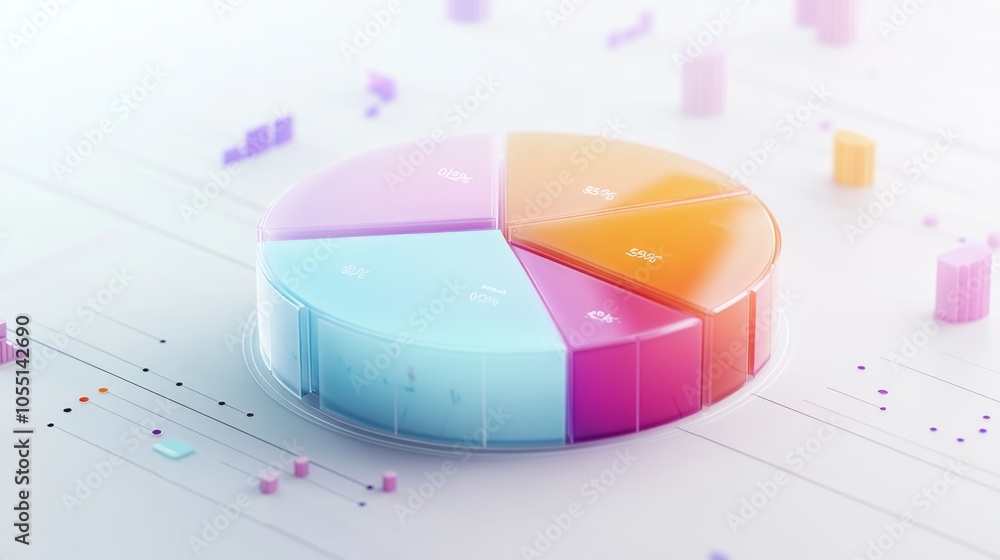 Fototapete colorful 3d pie chart with data visualization elements