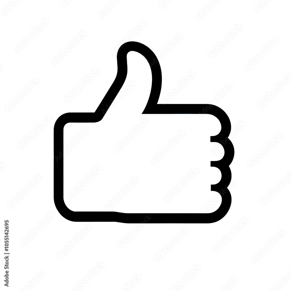Poster Thumb up line vector icon isolated on transparent background. Outline Like sign png