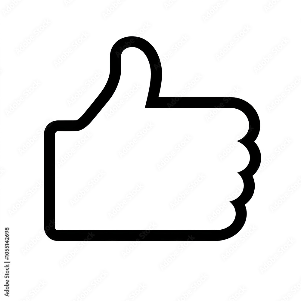Poster Thumb up line vector icon isolated on transparent background. Outline Like sign png