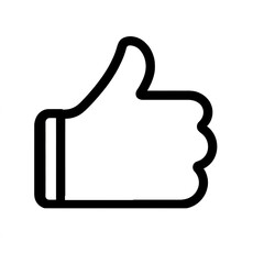 Thumb up line vector icon isolated on transparent background. Outline Like sign png