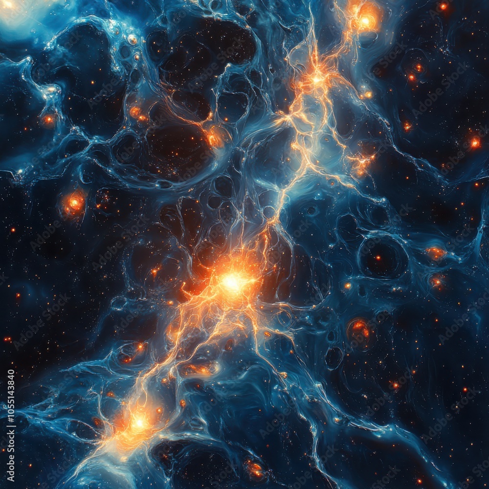 Poster exploring the mysteries of dark matter a cosmic visualization of abstract research in science and sp