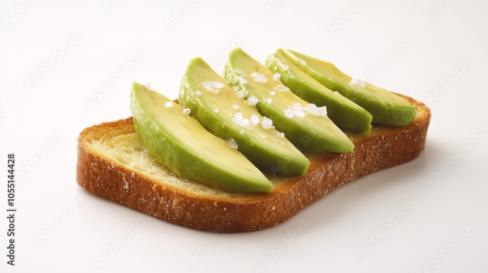 Poster avocado slices on toast with sea salt garnish