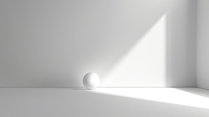 Minimalist Sphere in a White Room with Sunlight