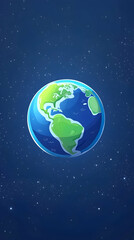 Naklejka premium Cartoon Earth in space with a starry background.