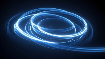Abstract Blue Light Circles on Dark Background