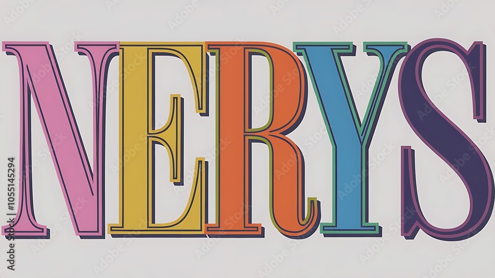 Aufkleber vibrant typography of name nerys in colorful block letters on white background