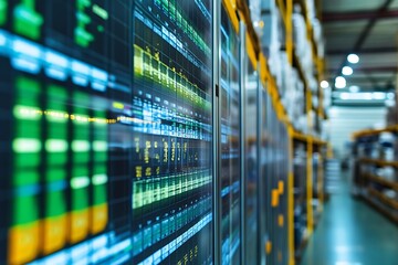 Server Room with Digital Displays