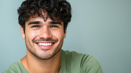 Obraz premium Confident Latino Man Smiling with Medium Skin Tone