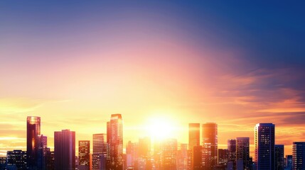 Fototapeta premium Sunset Cityscape Silhouette with Vibrant Colors