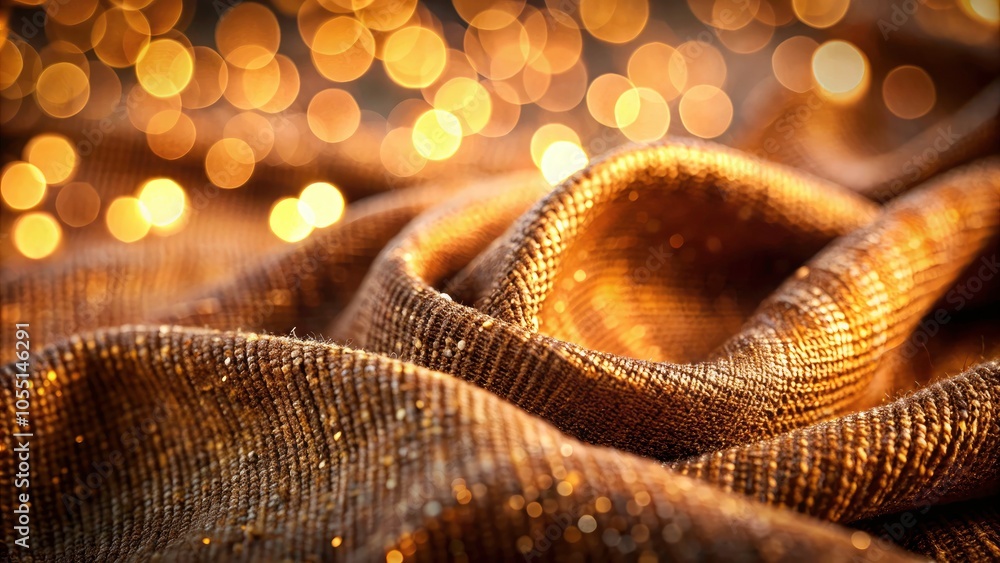 Poster brown fabric texture with bokeh effect - soft focus textile background for design projects, crafts, 