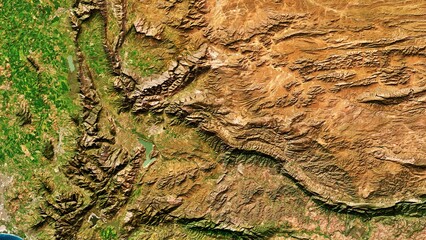 4K Anysberg Nature Reserve of South Africa Map, High Resolution Satellite View With No Border, Widescreen 4K Resolution