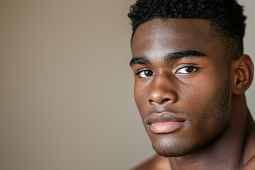 Obraz premium Portrait of a Young Black Man with Brown Skin