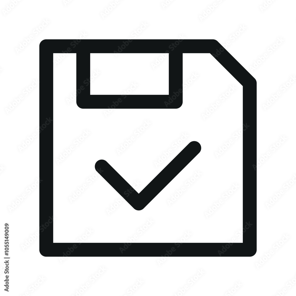 Aufkleber project saved ui icon, save simple line user interface vector symbol