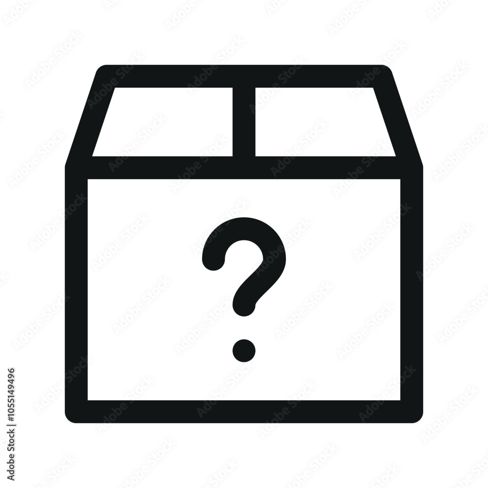 Poster lost parcel ui icon, cardboard box with a question mark simple line user interface vector symbol