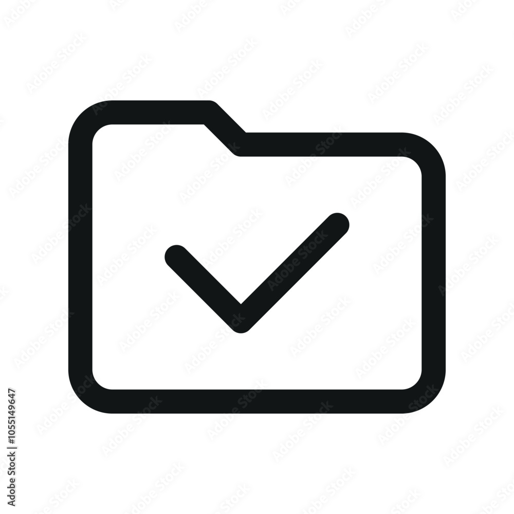 Aufkleber folder with check mark ui icon, category accept simple line user interface vector symbol