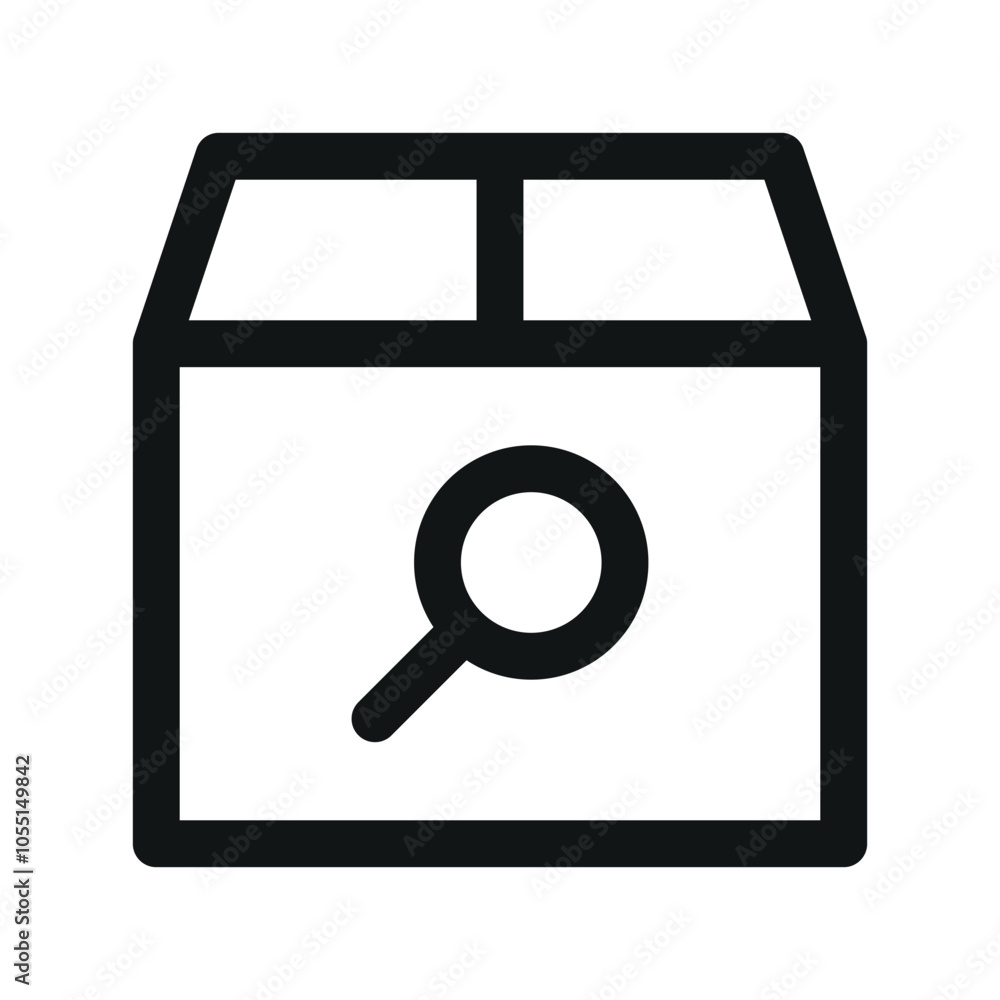 Poster parcel search ui icon, package search simple line user interface vector symbol