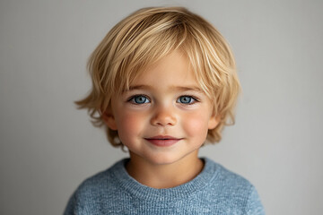 portrait of an white little boy with a smile