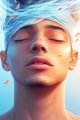 Serene Portrait of a Man with Eyes Closed