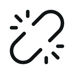 Unlink UI icon, broken link simple line user interface vector symbol