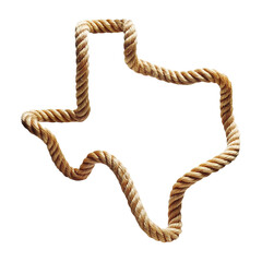 Naklejka premium A decorative design of a texas map formed from rope, cowboy western concept elements.