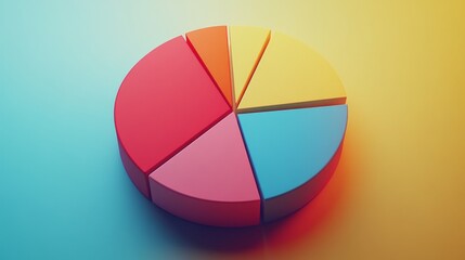 Obraz premium Colorful 3D Pie Chart on Gradient Background