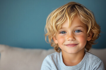 Naklejka premium portrait of an white little boy with a smile