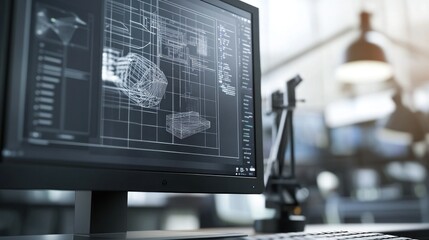 Computer Screen Displaying 3D Model