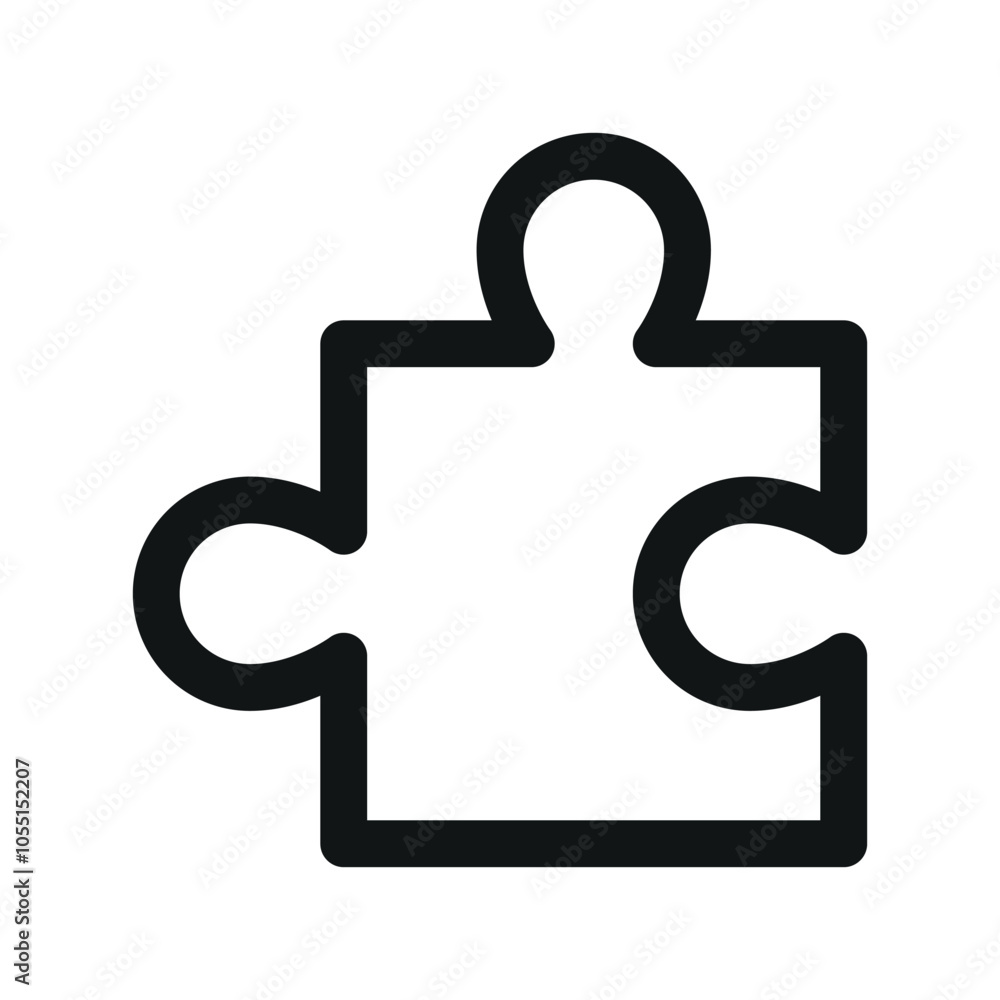 Poster puzzle piece ui icon, puzzle part simple line user interface vector symbol