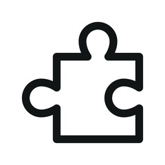 Puzzle piece UI icon, puzzle part simple line user interface vector symbol