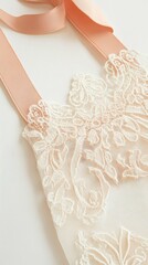 This tote bag showcases a delicate lace pattern in pastels, ideal for bridal and feminine designs