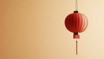 Obraz premium Elegant minimalist red lantern design for chinese new year celebrations capturing the essence of tradition and modernity in festive decor