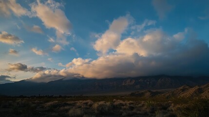 Dramatic Clouds Over Mountain Range