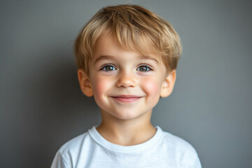 portrait of an white little boy with a smile