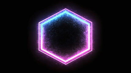 Neon Hexagon Frame - Abstract Glowing Shape on Dark Background