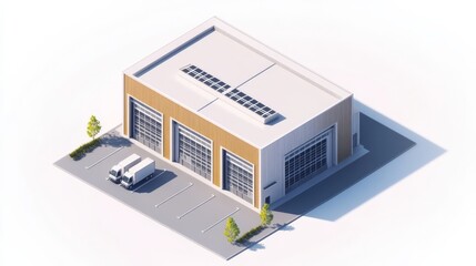 Modern Warehouse Exterior: Isometric View 