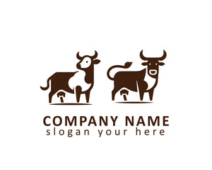 This logo features two stylized cows, perfect for a dairy or agricultural business