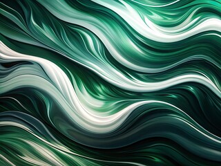 Elegant Dark Green and White Abstract Wavy Background for Premium Product Photography, Watercolor Art, Blank Wallpaper, Luxury Green Theme for Business Website Header